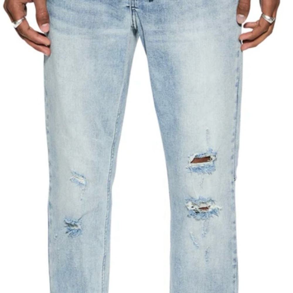 Ksubi Blue Slim Jeans with Distressed Vintage Style